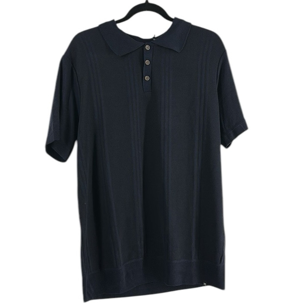 Joe's Jeans Blue Knit Short Sleeve Collared Classic Polo Shirt Size Medium NWT